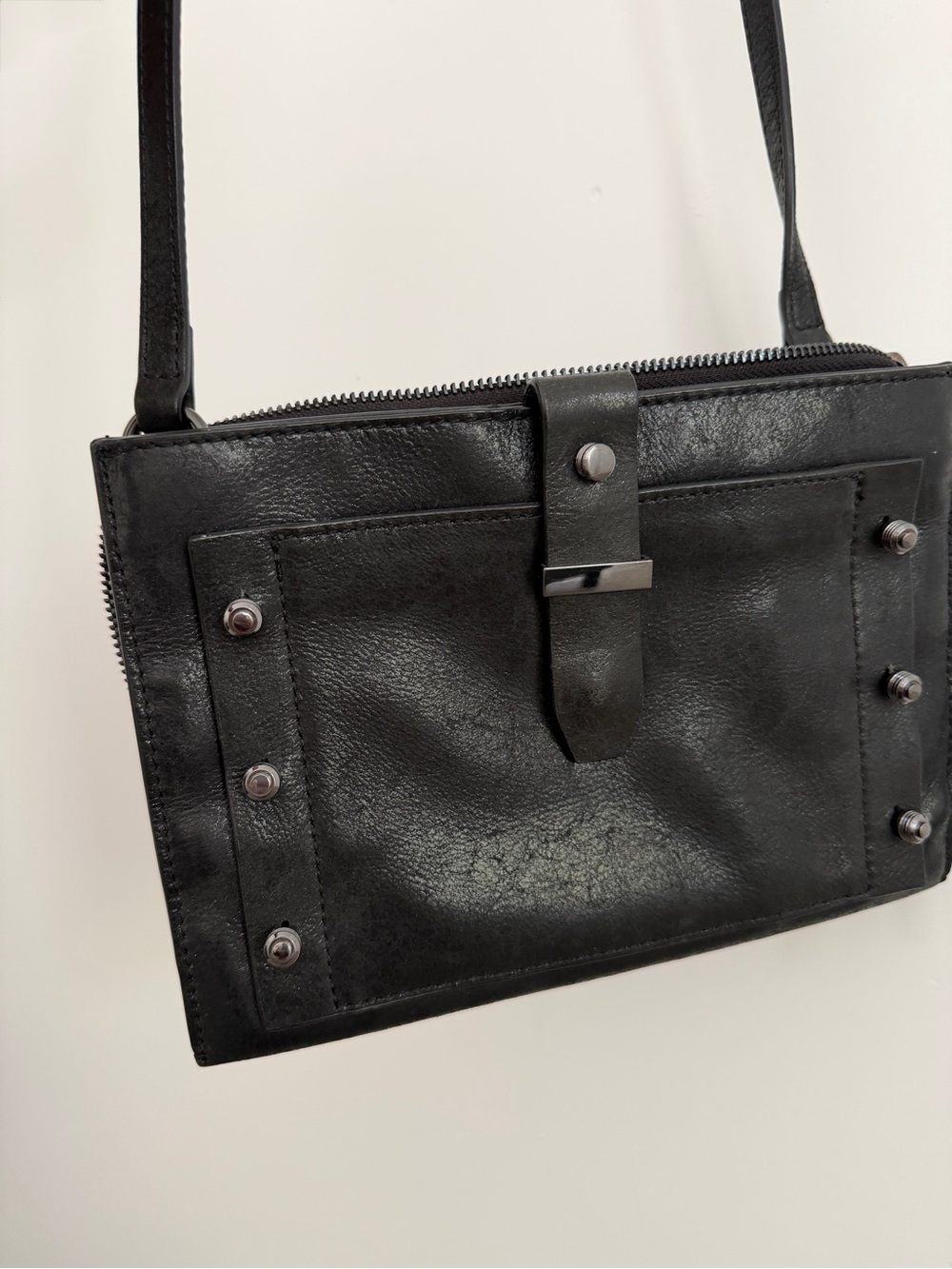 Botkier Warren City Black Metallic Leather Crossbody Bag